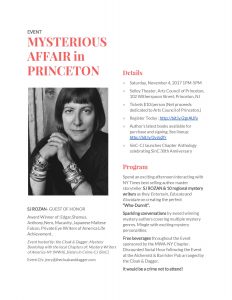 MYSTERIOUS AFFAIR 11/4 in Princeton (Cloak & Dagger Bookstore, MWA, & SinCCJ)